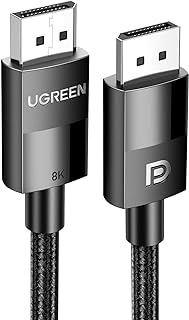 UGREEN Displayport 1.4 Certified Cable 2M, 8k DisplayPort to DisplayPort Cable Nylon Braided DP to DP (8K@60Hz and 4K@144Hz) Support 32.4Gbps HDR HDCP Gaming Monitor Cable for Laptop PC TV