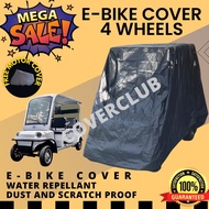 E BIKE GOLF TYPE FULL COVER FOUR WHEELS WITH BACK PASSENGER SEAT AND ROOF WATER REPELLANT SCRATCH AND DUST PROOF BUILT IN BAG WITH FREE MOTOR COVER
