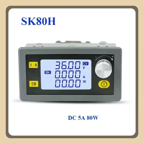 DC 5A 80W DC Adjustable Buck Boost Converter CC CV 0.5-30V 5V 6V 12V 24V Power Module Regulated Labo