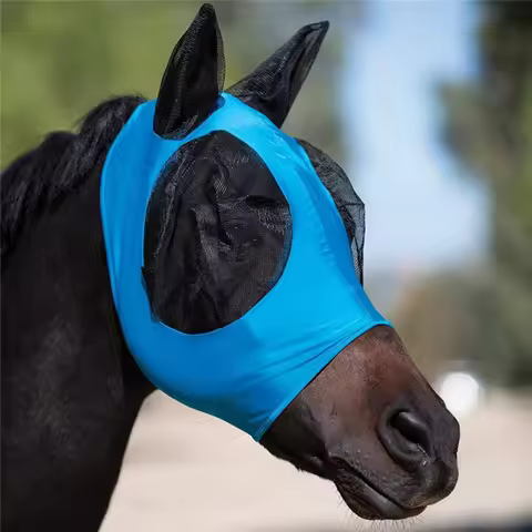 1pc Anti-Fly Mesh Equine Mask Horse Mask Stretch Bug Eye Horse Fly Mask with Covered Ears Horse Fly