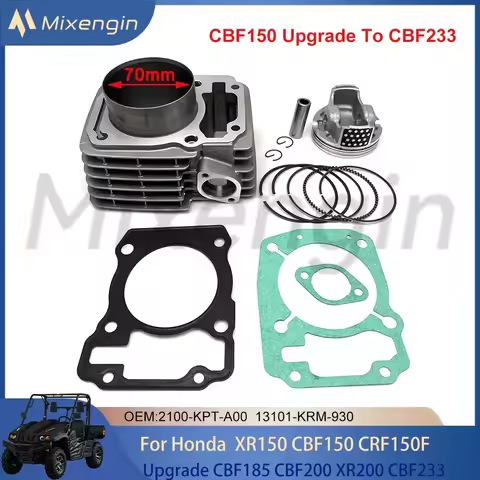 Big Bore 70mm 233cc Cylinder Piston Gasket Kit For Honda XR150 CBF150 CRF150F Upgrade CBF185 CBF200