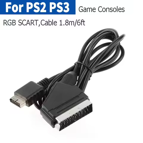1.8m RGB SCART Cable TV AV Connection Game Cord Wire Game Console Cable for PS PS2 PS3 Game Consoles