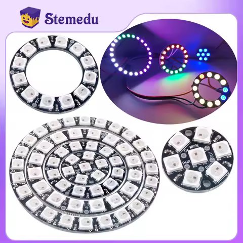 7 12 16 24 Bits WS2812 RGB Ring 5050 RGB LED Module Lamp Light with Integrated Drivers for Arduino R