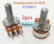 2pcs Potensio B50K Mono Stereo Potensiometer 50K Stereo & Mono