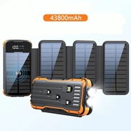 Qi Wireless Solar Power Bank 43800mAh Built in Cable PD 20W Fast Charger for iPhone 13 Samsung S22 Xiaomi Powerbank