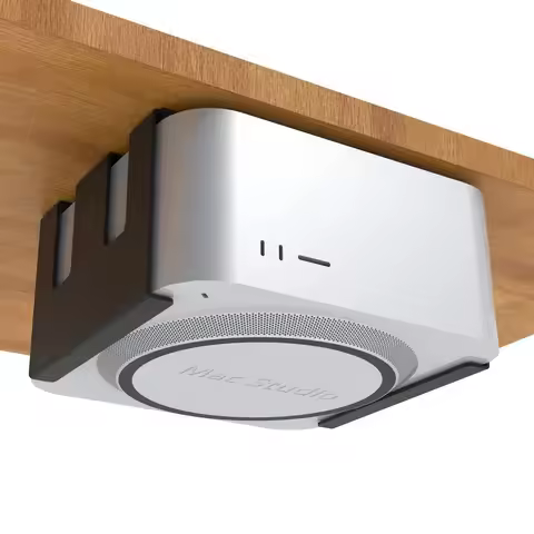 For Mac Studio Under-table Metal Rack Storage Mac Mini M4 / M4 Pro Wall Mount Bracket Heat Dissipati