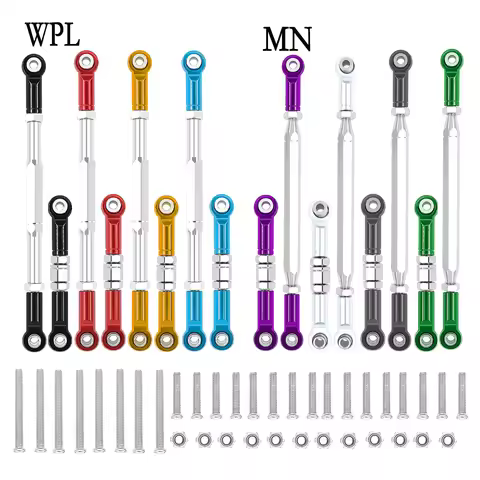 Metal Adjustable Steering Linkage Servo Link Pull Rod for 1/16 WPL C14 C24 B14 B24 MN D90 D99 MN-90 