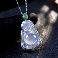 玻璃種翡翠佛公彌勒佛項鍊 18K金鑽石 | 天然緬甸玉A貨翡翠 |送禮