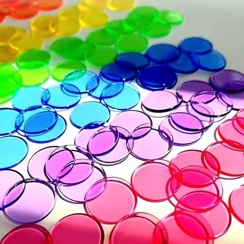 100Pcs Colorful Translucent Round Discs Bingo Game Chips DIY Card Craft Decor Accessories