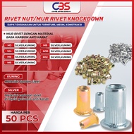 (50PCS) Rivet Nut Rivnut Yellow Iron Carbon Steel Nutsert Embedded insert M3 M4 M5 M8 M10 - M3 (50PC