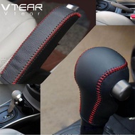 2Pcs/set For Nissan Note 2015-2018 Hand-stitched leather Handbrake leather case Shift sleeve Automat