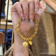 Lucky Yellow Wealth God Golden Rutilated Quartz Bracelet, Traditional Chinese Style, Ancient Method 
