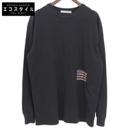 เสื้อยืดแขนยาวพิมพ์ลายโลโก้ลายดาวและลายธงชาติอเมริกา แบรนด์ Alexander Wang สำหรับผู้ชาย สีดำ ไซส์ XS