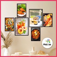 Set of 6 decorative paintings for milk tea shops, snacks, spicy noodles, coffee shops, pre-adhesive 