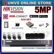 HIKVISION 5MP Full Set HIK 8-CHANNEL  CCTV 8CH DVR(UP TO 5MP)+Camera + Hard Disk + Power Supply + 25