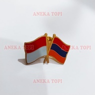 Indonesian Armenia Friendship Flag Pin Cross Flag Pin Indonesia Armenia - Various Hats