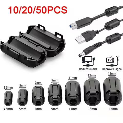 10/20/50PCS Clip-on Ferrite Core RFI EMI Noise Suppressor Filter for 3.5-15mm USB/TV/Audio Cables An