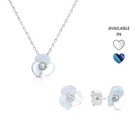 SO SEOUL Claire Mother of Pearl or Abalone Shell Three Flower Petal Earrings and Necklace Gift Set
