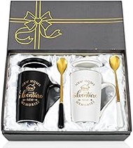 New Home Adventure Coffee Mug Set - Housewarming Gift Ideas for Couples, Guys & Women - 14 Oz