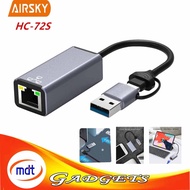 AIRSKY 2in1 USB C/USB A Ethernet Adapter