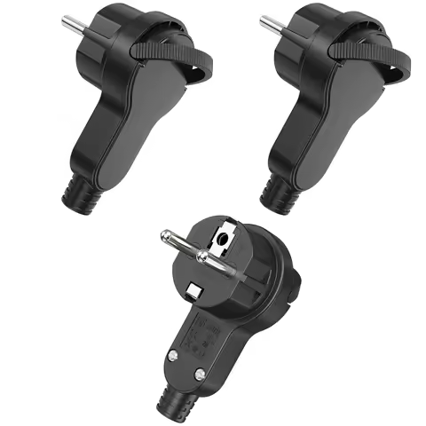 3pcs EU Plug Adapter AC Electrical Power Rewireable Plug Male for Wire Sockets Outlets Adapter Exten