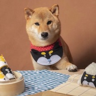 柴犬造型寵物領巾-黑柴/紅白點點