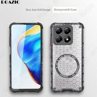 For Xiaomi 14T Pro 5G Phone Case Honeycomb Design Clear Magnetic Wireless Charging Casing Drop Prote