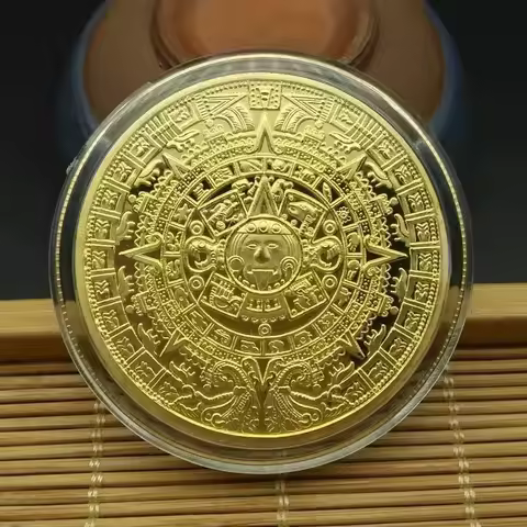 Maya Memorial Coin Pyramids Coins American Coins Mexico Aztec Gold and Silver Foreign Non-currency C