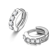 SILBERTALE 5mm Huggie Earrings 925 Sterling Silver Cubic Zirconia Hoop Earrings Cute Mini Forward He