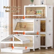 60/65CM Large Foldable Cabinet Wardrobe Chest with Wheel | Collapsible Drawer Stackable Box | Home S