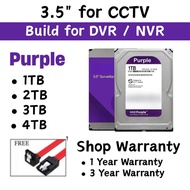 PURPLE Surveillance HDD DVR / NVR Hard Disk 1TB/2TB/3TB/4TB HDD 3.5" CCTV HDD Internal Hard Drive