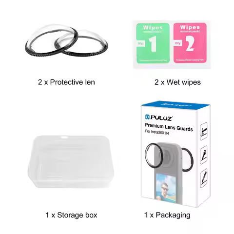 PULUZ Rotation Optical Glass Lens Guard Protective Cover For Insta360 X4 Accessories Lens Case