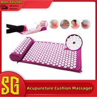 (SG Stock)Moon Gellyfish/ Massager Cushion Massage Yoga Mat Acupressure Relieve Stress Back Body Pain Spike Acupuncture With Pillow