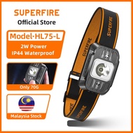 SUPERFIRE HL75-L 2W Mini LED Headlamp Induction Rechargeable Headlight USB C Sensor Head Flashlight 