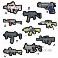 Cartoon Gun Pattern PVC Morale Patch Self Adhesive Velcro Magic Tape Military Backpacker Decoration 