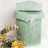 Mailbox Iron Post Box Durable Letter Box American Vintage Drop Box with Safety Lock Parcel Box Outdoor Garden Decoration (Color : B)