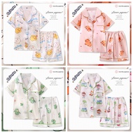 Kids Pyjamas Sleepwear Satin Silk Girls Clothing Big Girls Short Sleeve Pyjamas Cartoon Print Kids S