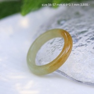 Clear Green Jade Ring Glass Texture Yellow Honey size 56-57 mm
