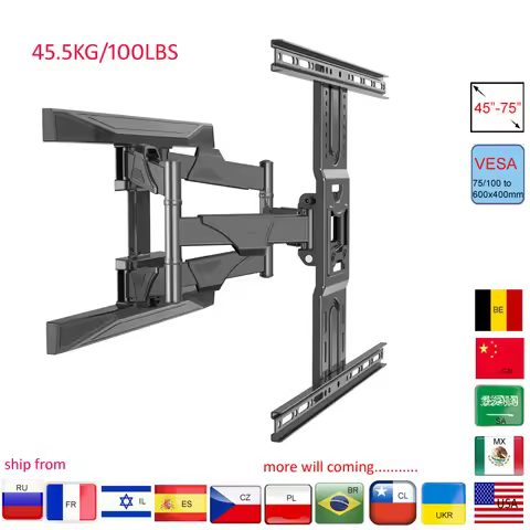 NB P6 universal strong tilt swivel ultra slim 45.5kg 30"-70" retractable arm LCD tv wall mount BRACK