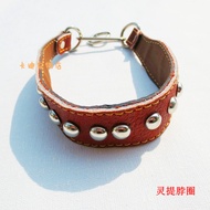 Genuine Genuine Leather Stainless Steel Collar Glico Collar Collar Lingti Doberman Hound Bunny Colla