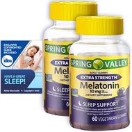 Melatonin Adult Gummies, Extra Strength, Sleep Support by Spring Valley, 10 mg, 60 Ct (2 Pack) Bundl