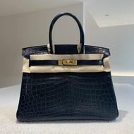 【極致天菜】HERMES 30CM 黑金 霧面鱷魚 BIRKIN