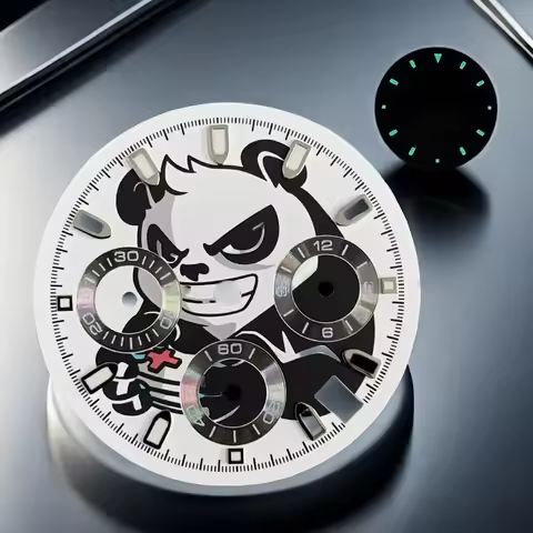 Crocodile Skull VK63 Dial For Seiko Daytona VK63 Movement With Date Window Sterile Dial 29mm Black Y