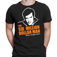 Black TV T-Shirt, Old-School Series, The Six Million Dollar Man TV, Old-School