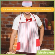 [BlesiyaMY] with Two Pockets Cooking Baking Apron Striped Apron Fashion Stain Resistant 1950S Waiter