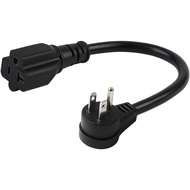 Right Angle (Down Angle) 15 Amp to 20 Amp Plug Adapter Cable UL Listed 14AWG (1Foot) NEMA 5-15P to 5