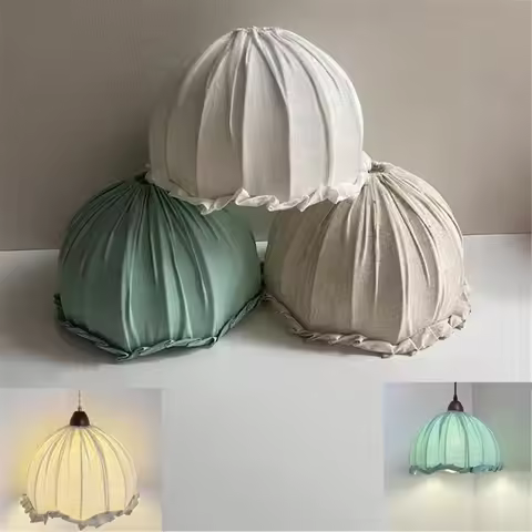 D22cm Cloth E27 Lamp Shade Replacement with 4cm 1.57 Fitter,Flax Light Gree Cloth Bowl Lampshade for