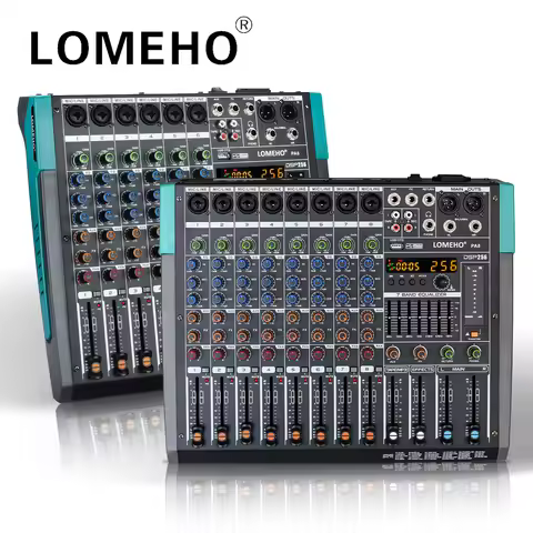 LOMEHO 6/8 Channel Mixing Console Bluetooth Audio Mixer 256 Digital Effects Sound Table 48V USB Play