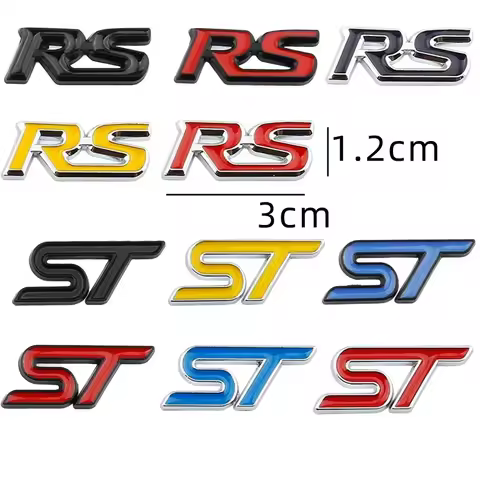 3D Aluminum RS ST Emblem Steering Wheel Center Console Sticker Decal for Kuga Explorer Edge Puma Bro