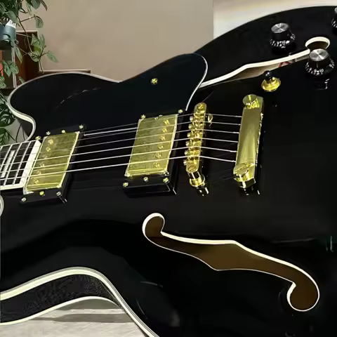 40 Inch black ES335 Guitar Rosewood Neck Maple Body 22tone HH Pickup Fixed bridge Rock Music Free Sh